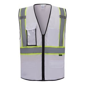3C Products Non-ANSI, White Safety Vest with Multi Pockets