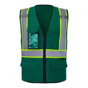3C Products Non-ANSI, Dark Green Safety Vest with Multi Pockets
