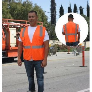 3C Products ANSI 107-2020 Class 2 Neon Orange Safety Vest