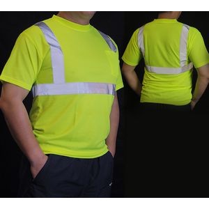3C Products ANSI 107-2015 Class 2 Neon Green Safety T-Shirt With Pocket
