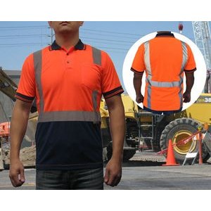 Safety Neon Orange Polo Shirt w/ANSI Class 2