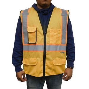 3C Products Non-ANSI, Goldenrod Safety Vest with Multi Pockets