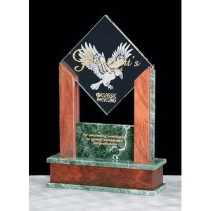 SUMMIT: Stone & Glass Desk Award w/Jade Glass Panel