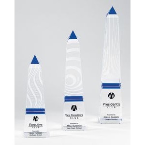 OPTIC: Crystal Obelisk Desk Award w/Blue Band