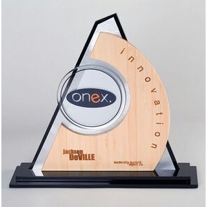 TRANSCEND: EcoEdge Acrylic & Metal Bamboo Desk Award (11" x 9¾" x 3)