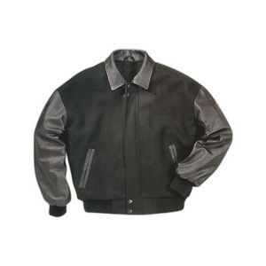 Varsity Leather Jacket w/Wool Body And Black Sleeves