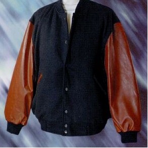Varsity Leather Jacket with Tan Sleeves