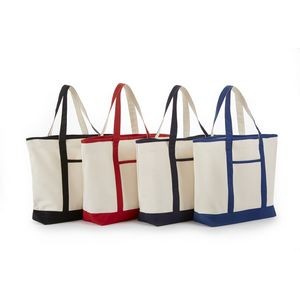 Deluxe Canvas Boat Bag With Matching Handles & Bottom - NATURAL