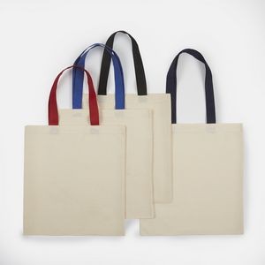 Economical Cotton Tote Bag - Natural Body w/Color Handles (15"x16")