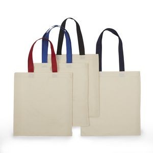Economical Cotton Tote Bag - Natural Body w/ Color Handles (15"x16")