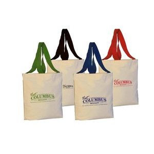 Cotton Canvas Bag w/Color Handles & Gusset -