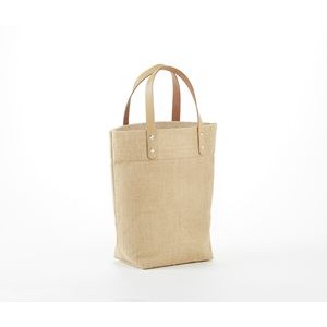 Mini Jute Gift Tote Bag with Leather handles. 11