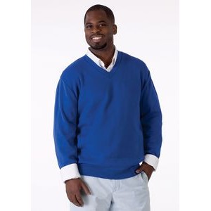 Men's V-Neck Pullover, Cotton, Fine Gauge. Made in USA