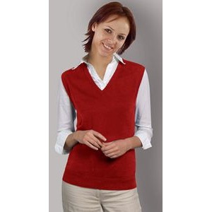 Women's Acrylic V-Neck Sleeveless Sweater-Vest. Acrylic. Made in USA