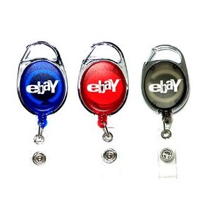 Oval Shape Retractable Badge Holder with Carabiner Clip