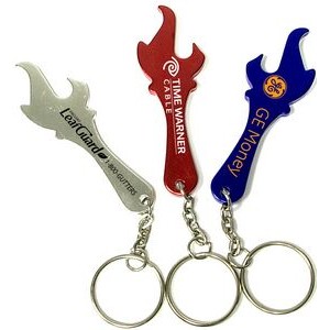 Torch & Flame Shaped Aluminum Bottle Opener w/Key Chain