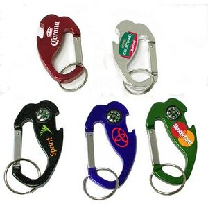 4-In-1 Jumbo Size Carabiner/ Bottle Opener/ Key Chain/ Compass (Large Qty)