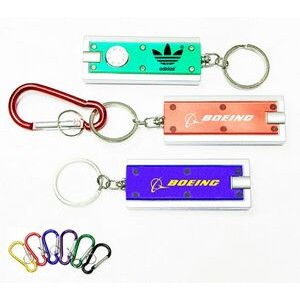 Slim Rectangular Flash Light with Colorful Light and Carabiner