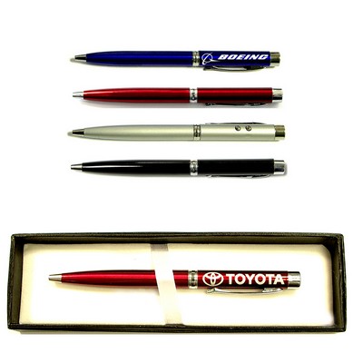 3-In-1 Ballpoint Pen with Laser Pointer & LED Flashlight in Gift Case