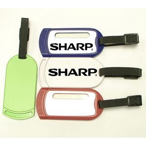 Rectangular Luggage Tag w/Metal Cover & Durable Rubber Buckle Strap