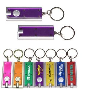 Slim Rectangular Flashlight w/Swivel Key Chain (Translucent Purple)