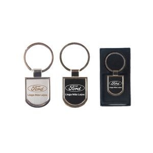Shield Shape Chrome Metal Split Ring Key Holder with Gift Case