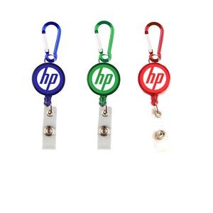 2-in-1 Round Retractable Badge Holder with Carabiner