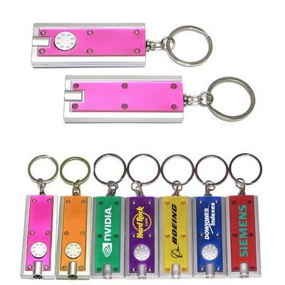 Slim Rectangular Flashlight with Swivel Key Chain (Translucent Pink)