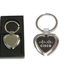 Heart Shape Chrome Metal Split Ring Key Holder with Gift Case