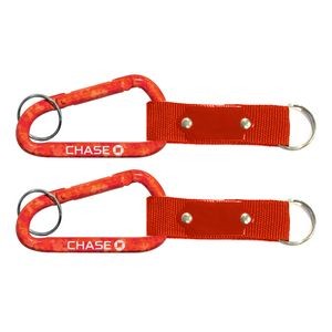 8 Cm Red Carabiner with Strap and Metal Plate and Split Ring