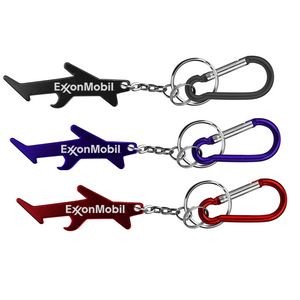 Plane / Aircraft Shaped Aluminum Bottle Opener with Key Chain & Carabiner