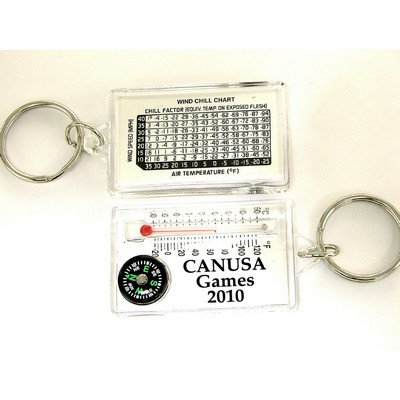 Compass & Thermometer Keychain w/Wind Chill Chart