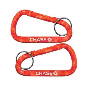 Red Camouflage Carabiner with Key Ring