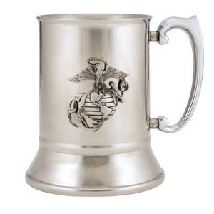 15 oz Stainless Steel Tankard with Custom Pewter Badge