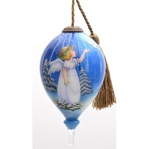 Angel With Dove Glass Ornament