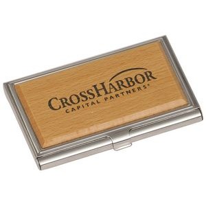 Wooden/Silver Business Card Holder