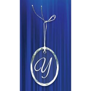 Engraved Crystal Facet Oval Ornament