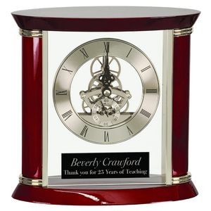Engraved Executive Silver and Rosewood Finish Clock