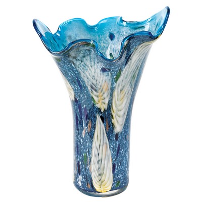 Royalty Murano Style Art Glass 17" blue Napkin Vase