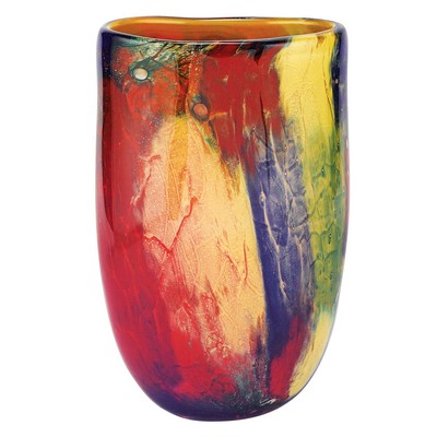 Firestorm Murano Style Art Glass 11" Oval Vase