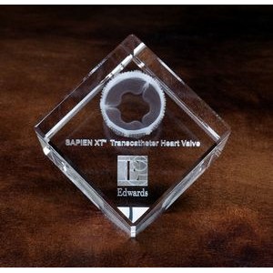 Large Jewel Cut Crystal Cube Award (3 1/8