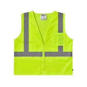 Hi-Viz ANSI Class 2 Solid Mesh Safety Vest With Pocket