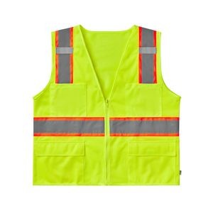 Hi-Viz ANSI Class 2 Triple Trim Mesh Safety Vest with Pockets