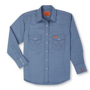 Wrangler® Women's Blue Flame Resistant Snap Closure Work Shirt