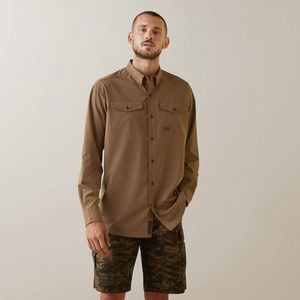 Ariat® Men's Khaki Beige Rebar® Made Tough VentTek™ Long Sleeve Work Shirt