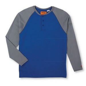 Wrangler® Men's Gray Flame Resistant Baseball Henley Knit Shirt