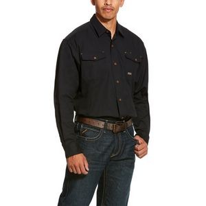 Ariat® Men's Black Rebar® Long Sleeve Made Tough DuraStretch™ Work Shirt