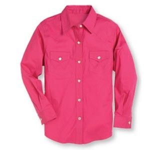 Wrangle® Girls' Pink Classic Long Sleeve Western Snap Shirt