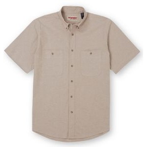 Wrangler® Rugged Wear® Men's Kelp Brown Advanced Comfort Chambray Short Sleeved Shirt