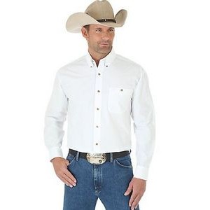 Wrangler® Men's White George Strait Relaxed Fit Long Sleeve Shirt